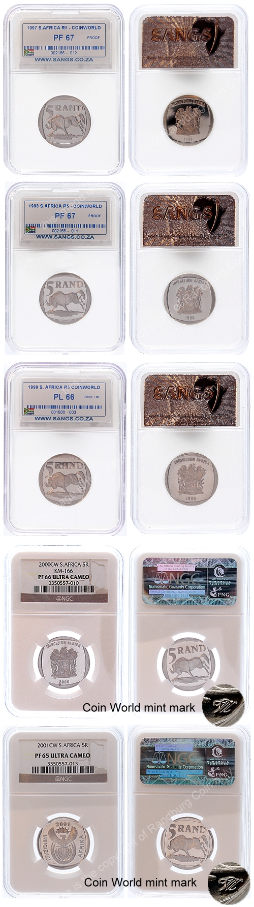 1997_to_2001_Rare_Coin_World_R5_South_African_Coins_Slabbed_and_Graded