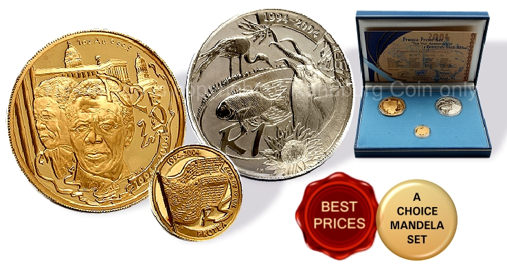 2004 Protea Gold 1oz R25 Proof 10 Year Anniversary Democracy Velvet Set c