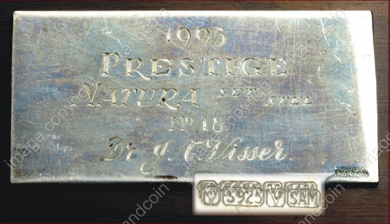 1995 Gold Proof Rhino Natura Presige Set Plaque with Mint Stamp ob