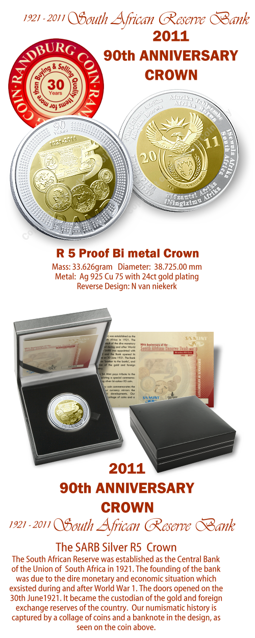 2011_R5_Proof_Bi_colour_Coin_90th_Anniversary_South_African_Reserve_Bank