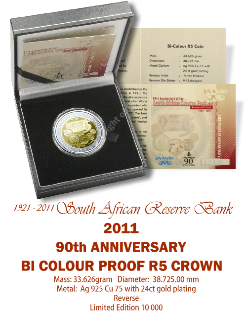 2011_R5_Proof_Bi_colour_Coin_90th_Anniversary_South_African_Reserve_Bank_open_box_rev
