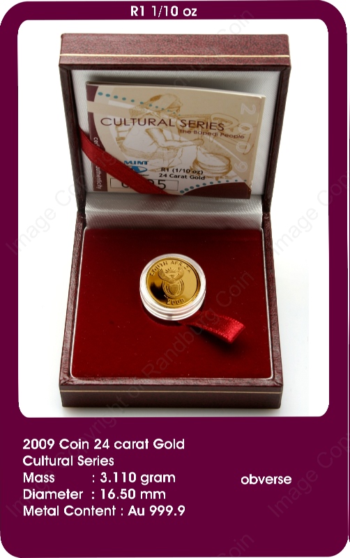 2009_SA_Mint_GOLD_R1_Proof_Cultural_Series_Bapedi_People_open_box_ob