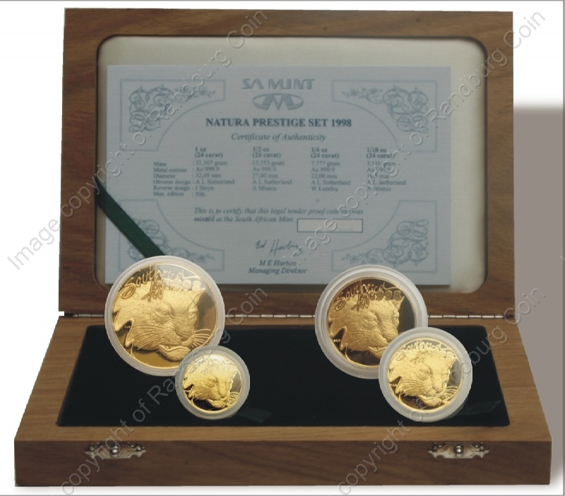 1998_Gold_Prestige_Leopard_4_Coin_Set_open_wooden_box_ob