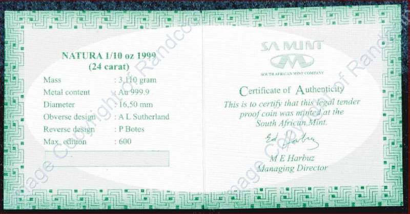1999_Natura_Inaug_Kudu_1tenth_oz_Cert_Single