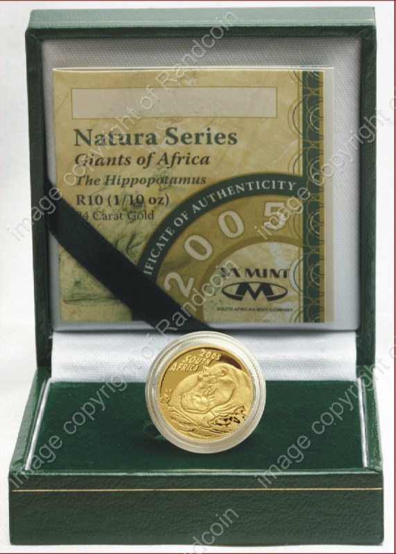 2005_Gold_Hippo_coin_Tenth_oz_open_box_ob