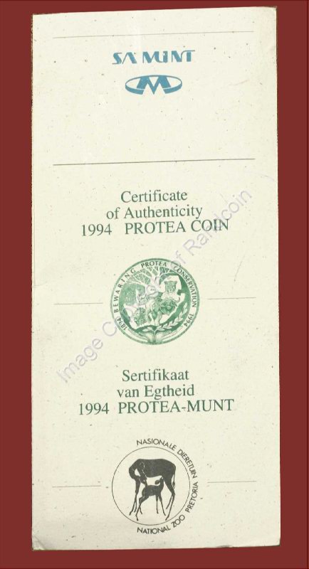 1994_Slab_Gold_Protea_1oz_Conservation_Zoo_Cert.