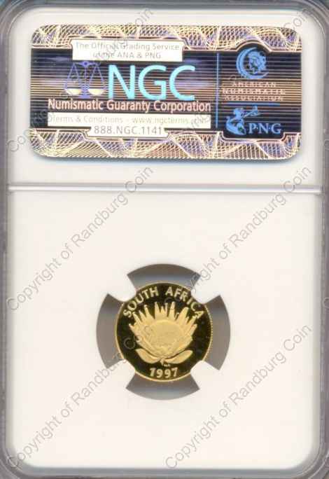 1997_1tenth_oz_PF69_SA_Woman_Protea_Slab_coin_rev