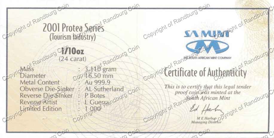 2001_Protea_Proof_Tourism_Tenth_Cert_rev