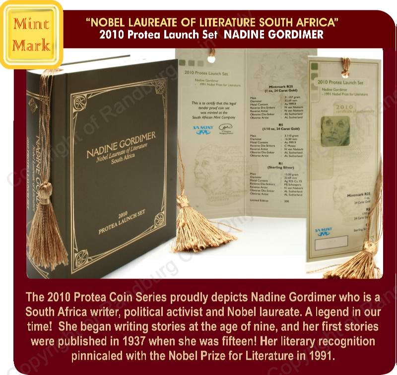 2010_Gold_Protea_Launch_Set_Nadine_Gordimer_1991_Nobel_Prize_for_Lit_certificate