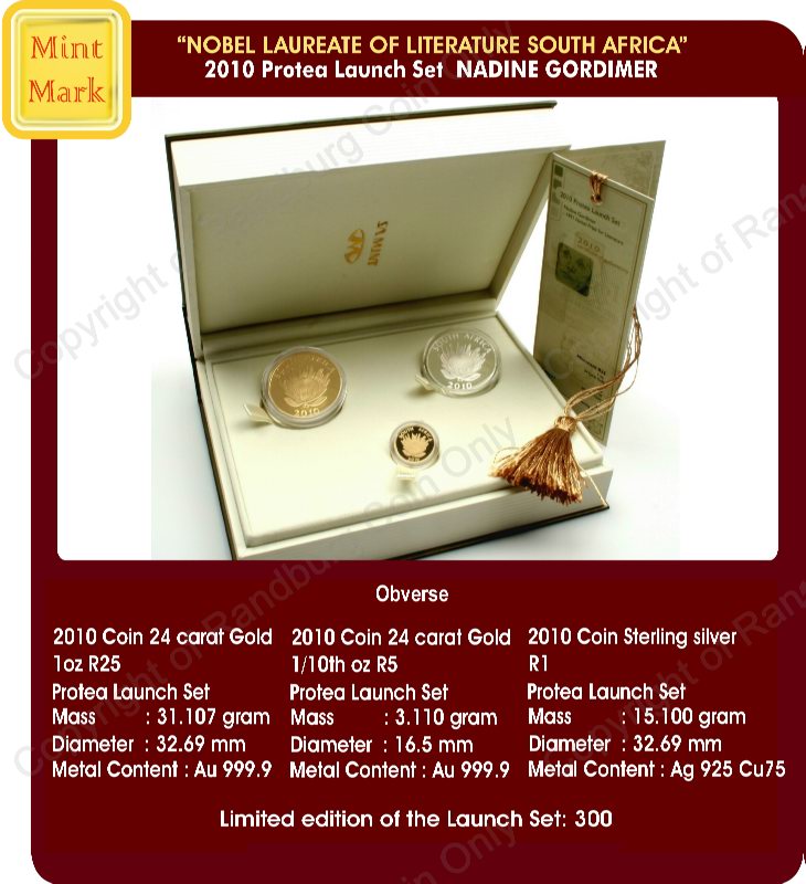 2010_Gold_Protea_Launch_Set_Nadine_Gordimer_1991_Nobel_Prize_for_Lit_open_box_ob