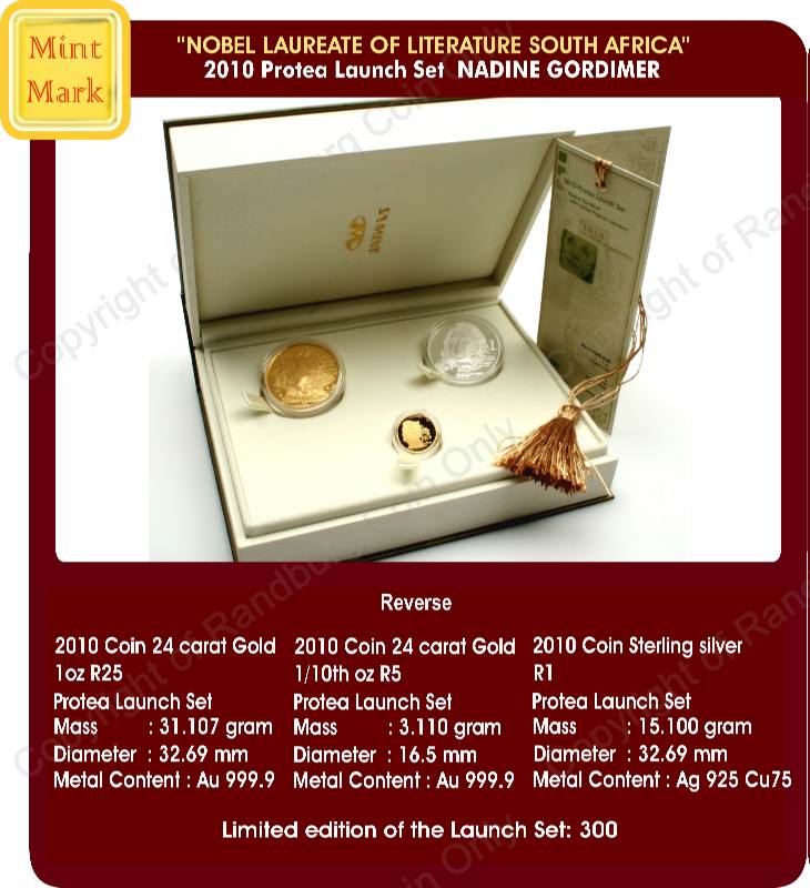 2010_Gold_Protea_Launch_Set_Nadine_Gordimer_1991_Nobel_Prize_for_Lit_open_box_rev
