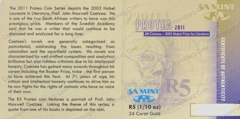 2011_R5_1tenth_oz_JM_Coetzee_Protea_Cert_ob.jpg