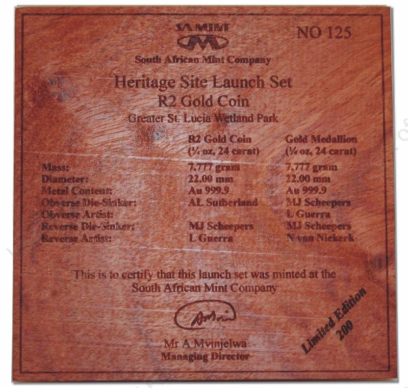 2003_Heritage_Gold_R2_Quarter_oz_St_Lucia_Wetland_Limited_Launch_Set_Certificate