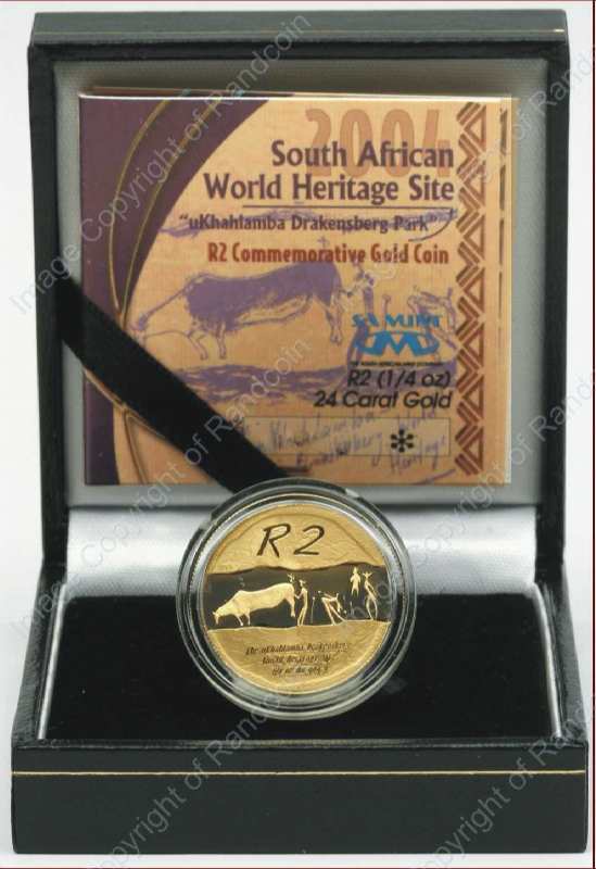 2004_Gold_R2_Quarter_Ounce_Drakensberg_open_box_rev