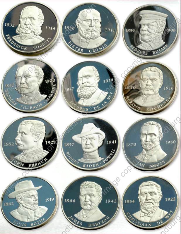 1977_Silver_12_Generals_of_the_Anglo_Boer_War_Set_Coins