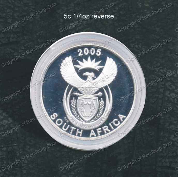 2000-06_SA_Silver_Quarter_oz_5c_Big_Five_X5_Coin_Set_in_Hide_Wallet_Wild_Dog_2005_ob