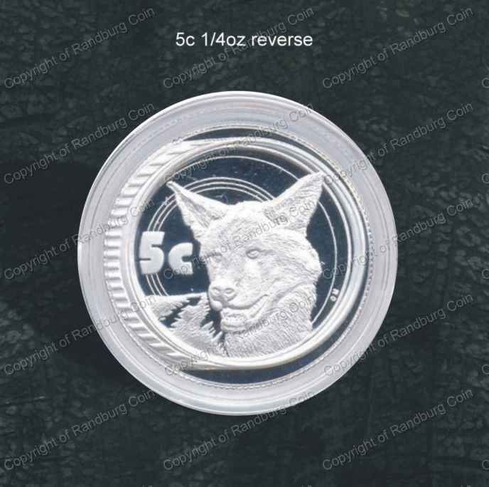 2000-06_SA_Silver_Quarter_oz_5c_Big_Five_X5_Coin_Set_in_Hide_Wallet_Wild_Dog_2005_rev