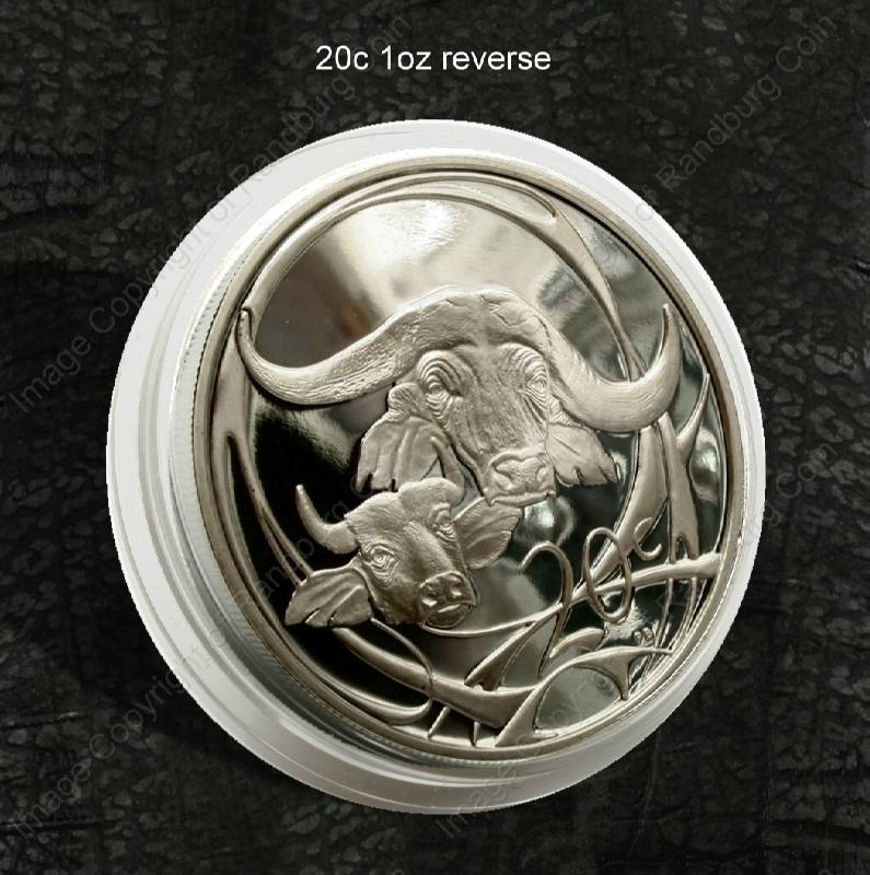 2004_SA_Silver_1oz_20c_Big_Five_X5_Coin_Set_in_Hide_Wallet_Buffalo_2001_rev