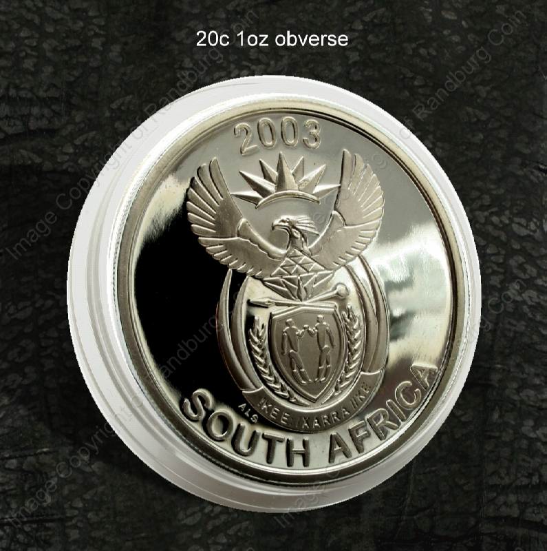 2004_SA_Silver_1oz_20c_Big_Five_X5_Coin_Set_in_Hide_Wallet_Rhino_2003_ob
