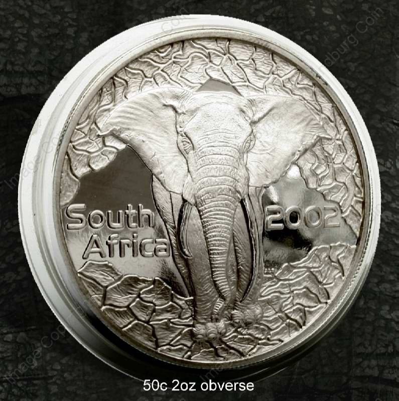 2004_SA_Silver_2oz_50c_Big_Five_X5_Coin_Set_in_Hide_Wallet_Elephant_2002_ob