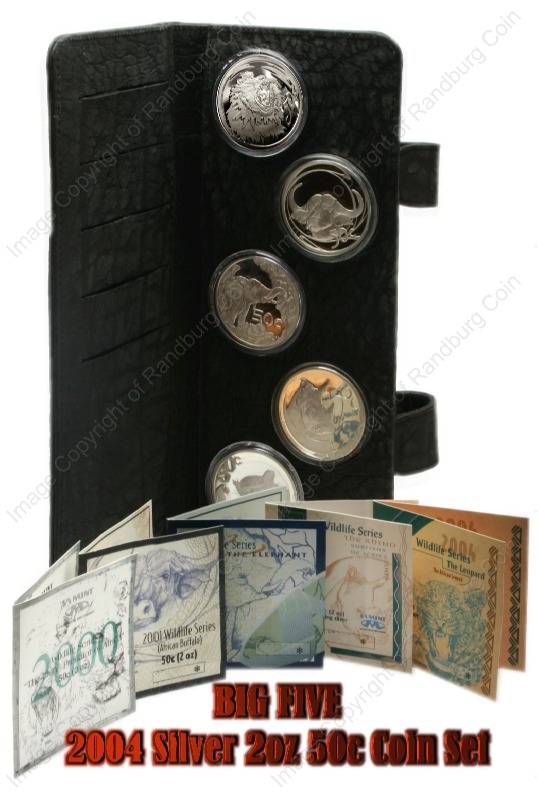 2004_SA_Silver_2oz_50c_Big_Five_X5_Coin_Set_in_Hide_Wallet_open_rev