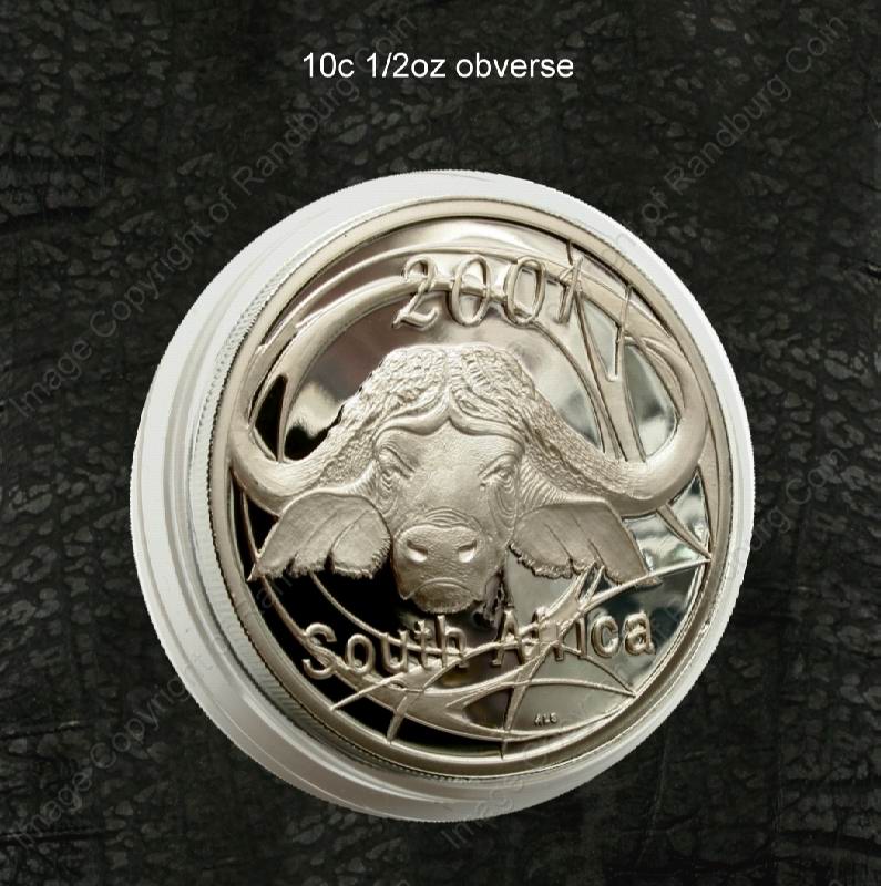 2004_SA_Silver_Half_oz_10c_Big_Five_X5_Coin_Set_in_Hide_Wallet_Buffalo_2001_ob