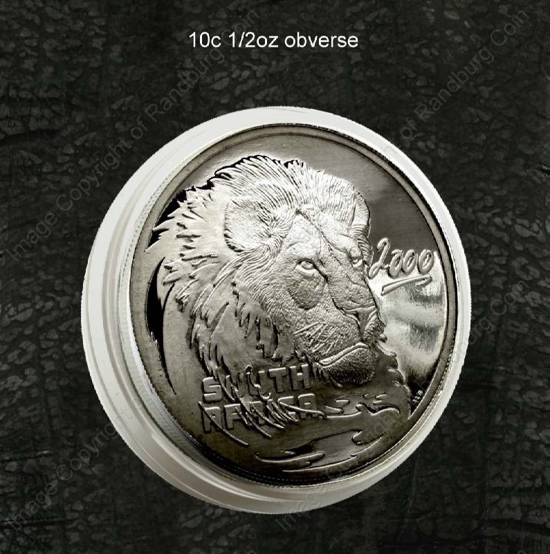2004_SA_Silver_Half_oz_10c_Big_Five_X5_Coin_Set_in_Hide_Wallet_Lion_2000_ob