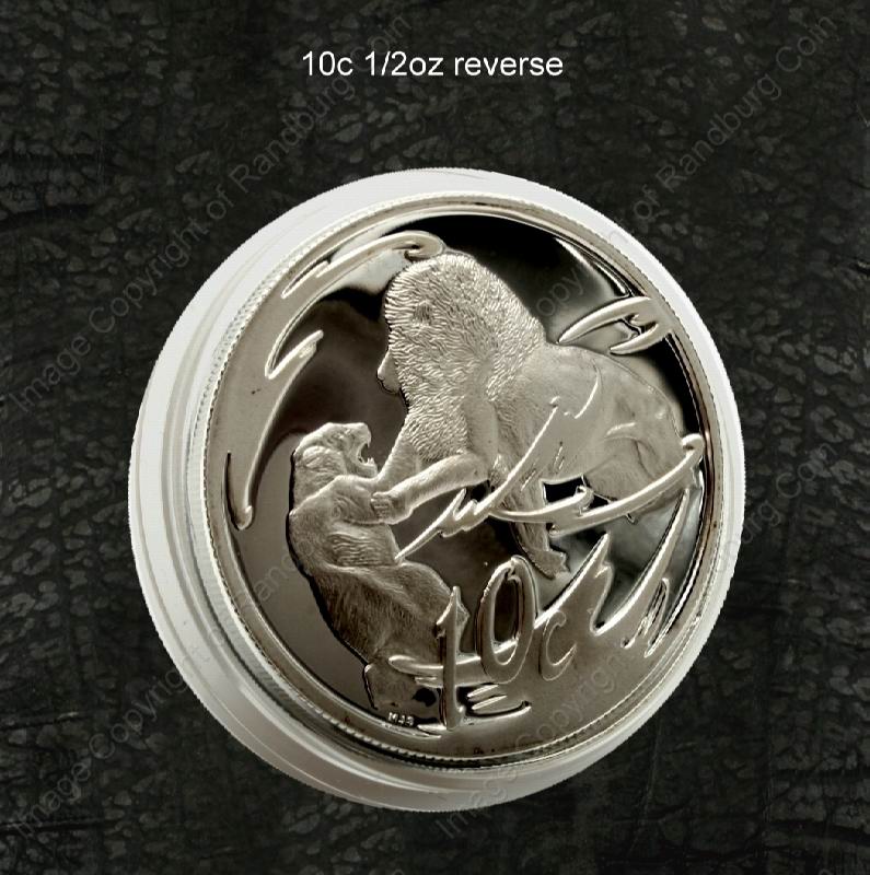 2004_SA_Silver_Half_oz_10c_Big_Five_X5_Coin_Set_in_Hide_Wallet_Lion_2000_rev