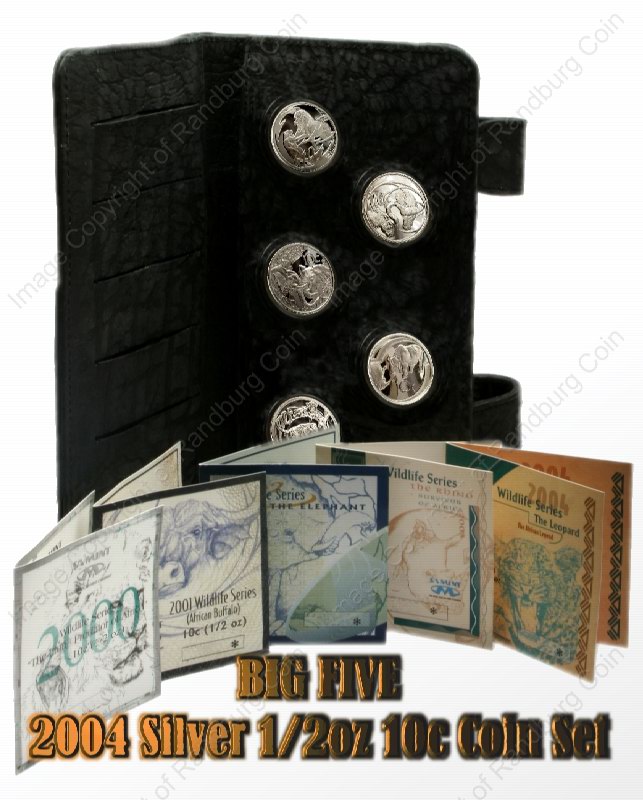 2004_SA_Silver_Half_oz_10c_Big_Five_X5_Coin_Set_in_Hide_Wallet_open_rev