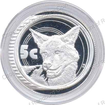 2005 Silver Wildlife Wild Dog 5c Coin rev
