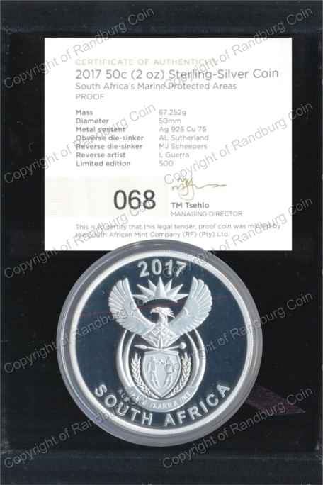 2017 Silver Wildlife Marine Protected Areas 50c Box ob