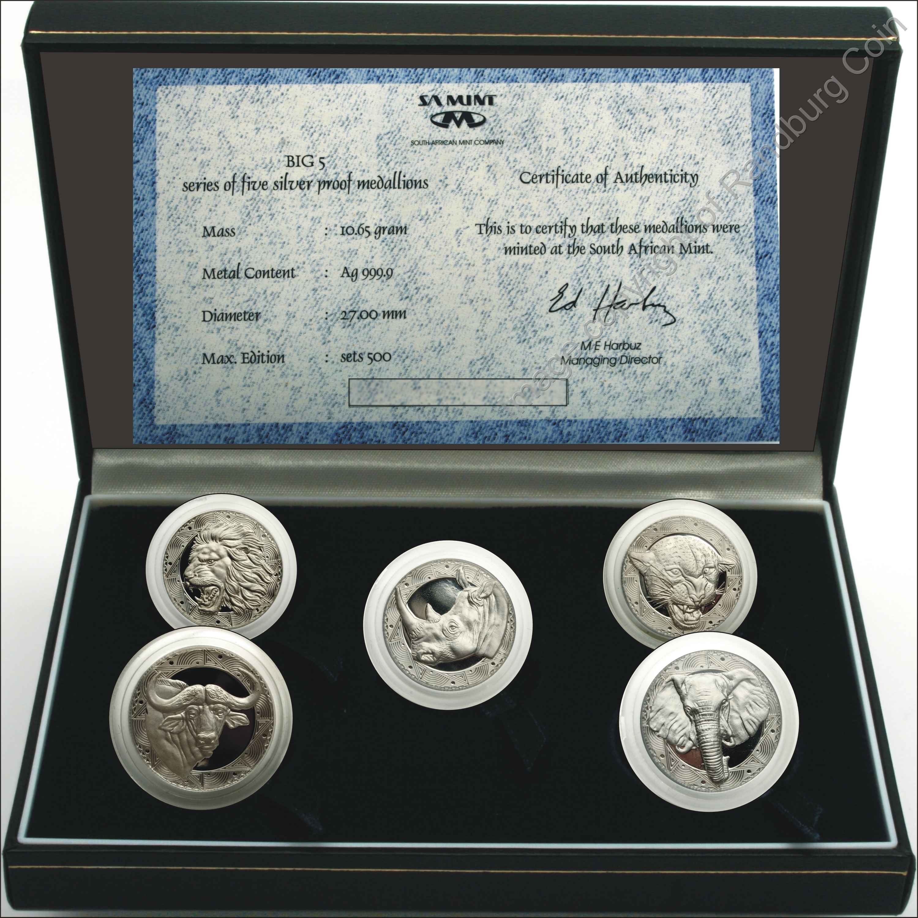 SA_Silver_Proof_Big5_Medallion_Open_Box