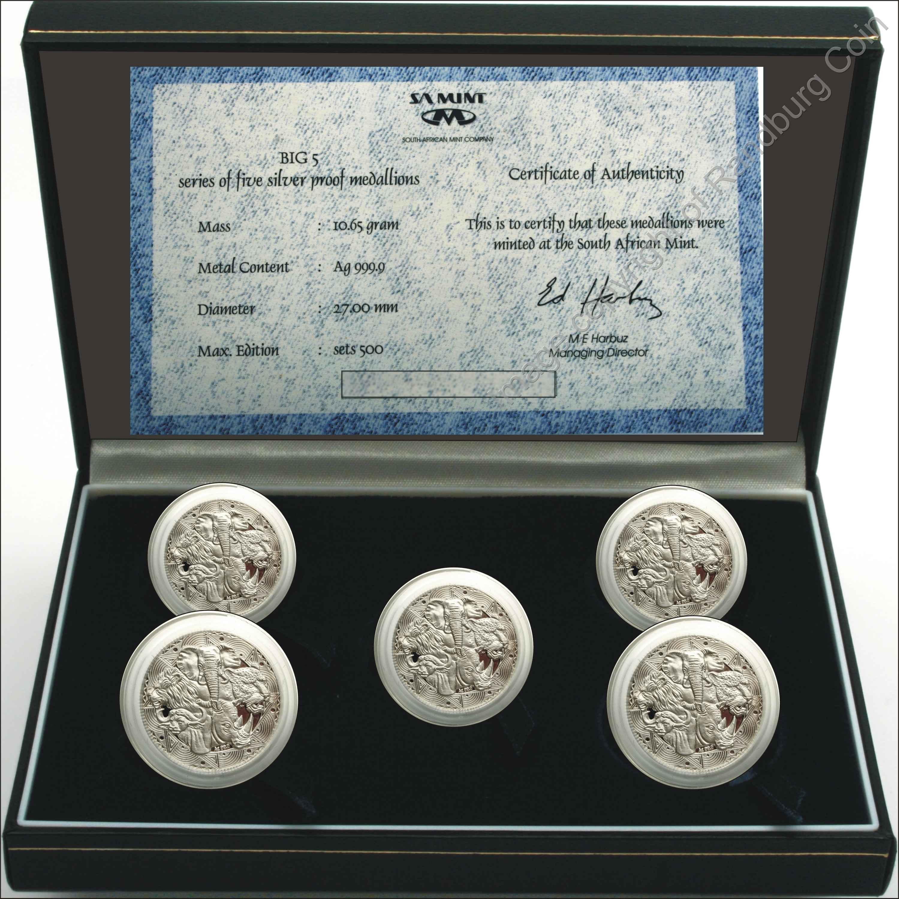 SA_Silver_Proof_Big5_Medallion_Open_Box