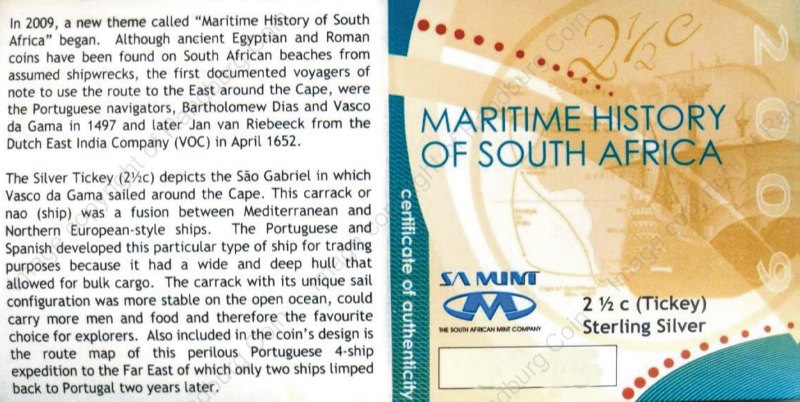 2009_Silver_2_Half_cent_SA_Maritime_History_Sao_Gabriel_Ship_cert_ob