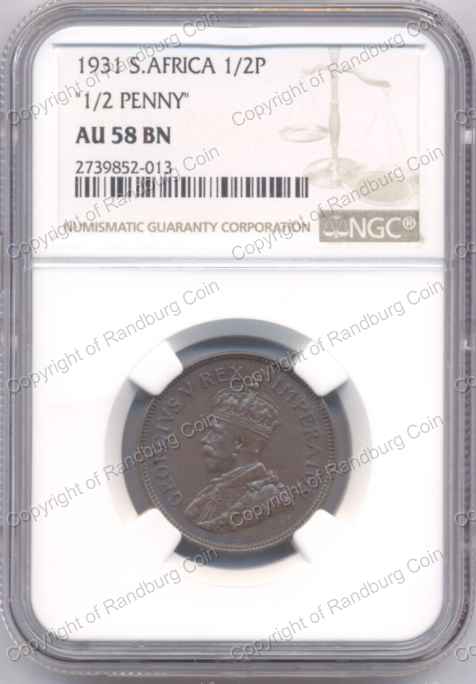 1931Z_SA_Half_Penny_AU58BN_obn