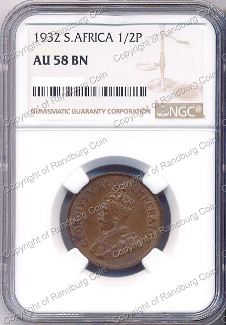 1932_SA_Half_Penny_AU58BN_ob