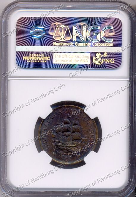 1949_SA_Half_Penny_MS61BN_rev