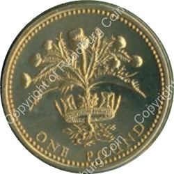 Great Britain 1984 Brilliant Unc Scottish 1 pound coin rev