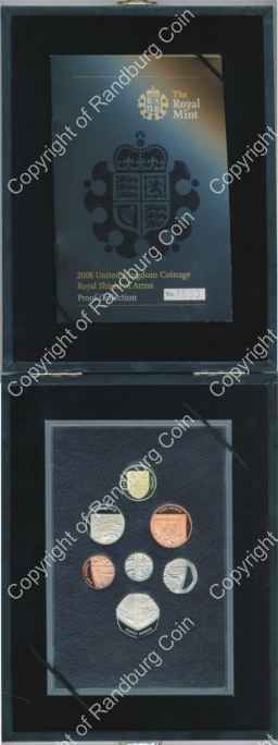 Great Britain 2008 Coinage Royal Shield of Arms Proof Collection box all rev