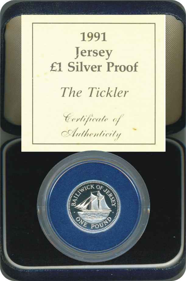 Jersey_1991_1_pound_silver_proof_The_Tickler_box_rev