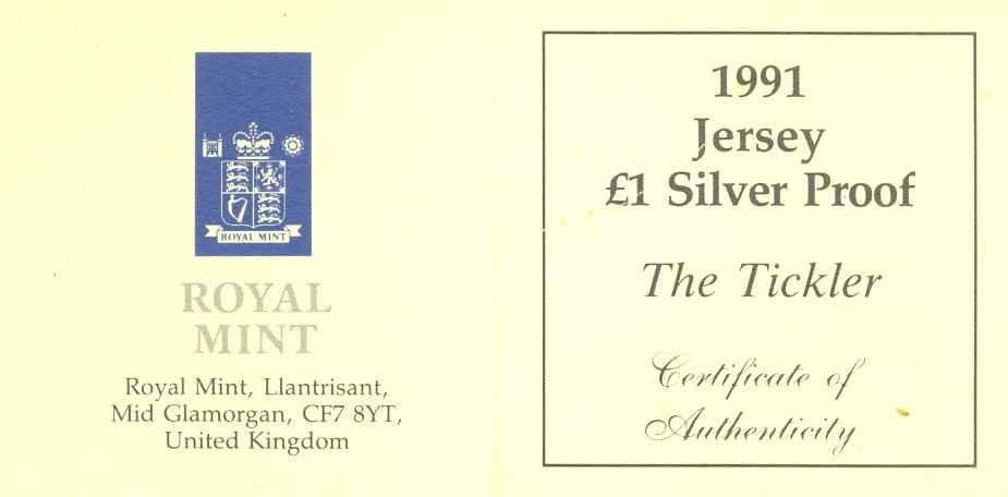 Jersey_1991_1_pound_silver_proof_The_Tickler_cert_ob