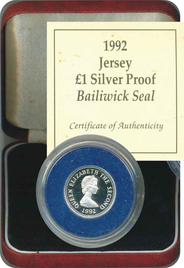 Jersey_1992_1_pound_silver_proof_Bailiwick_seal_box_ob