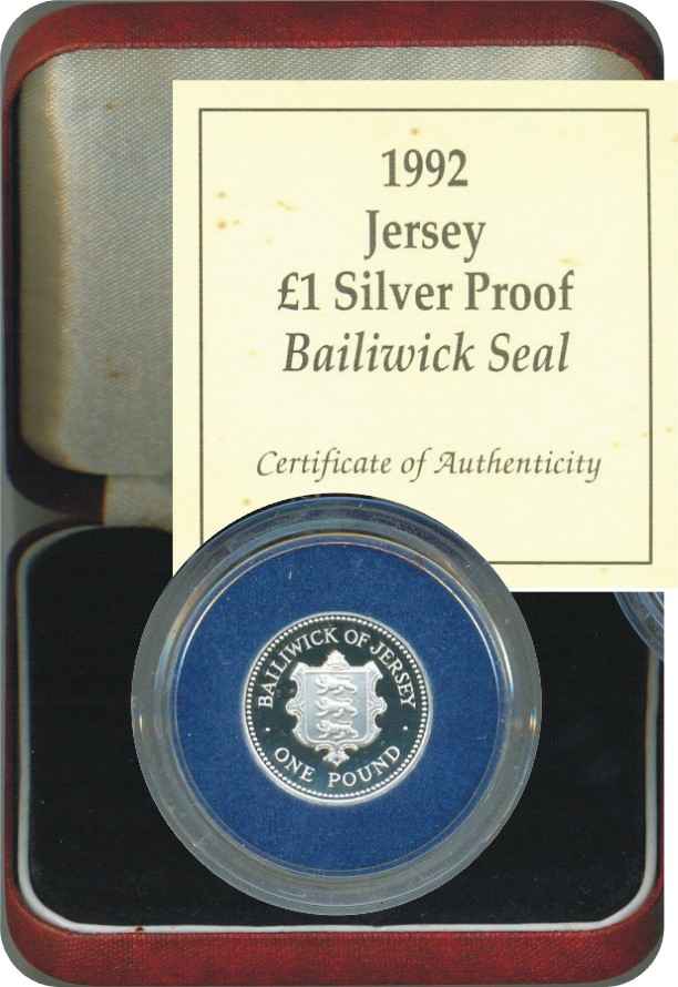 Jersey_1992_1_pound_silver_proof_Bailiwick_seal_box_rev