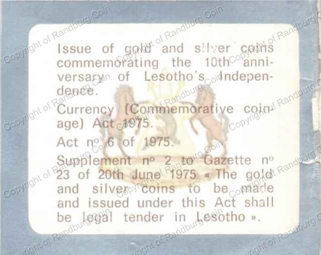 Lesotho_1976_Unc_10_Maloti_10th_anniversary_of_Independence_Cert_ob