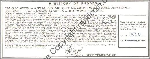 Rhodesia_History_10_Commemorative_Medallions_Bronze_cert