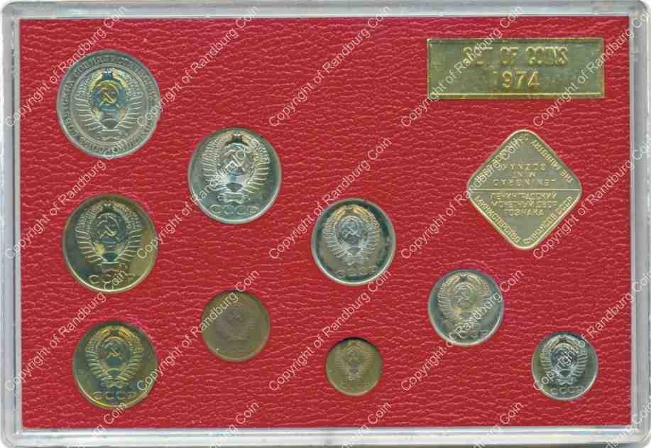 Russia 1974 set of coins ob