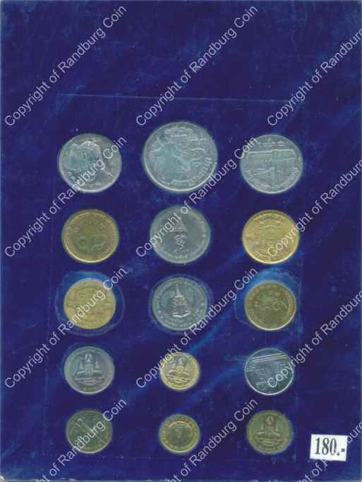 Thailand Old and current coins on blue card rev