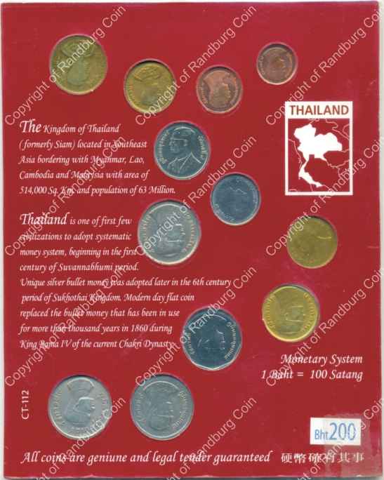 Thailand Old and current coins on red card rev