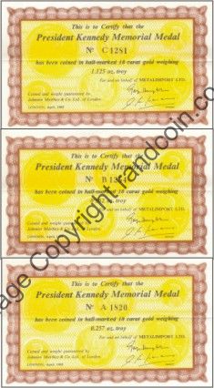 USA_1963_Pres_Kennedy_Gold_Proof_Medals_Cert