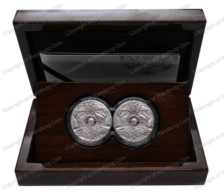 2020 Twin 1oz Fine Silver Proof R5 Big Five Series Leopard Coin Set open box